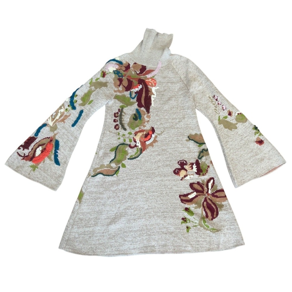 Anthropologie Knitted & Knotted Embroidered Petals Swing Dress Size‎ Small - Picture 14 of 15